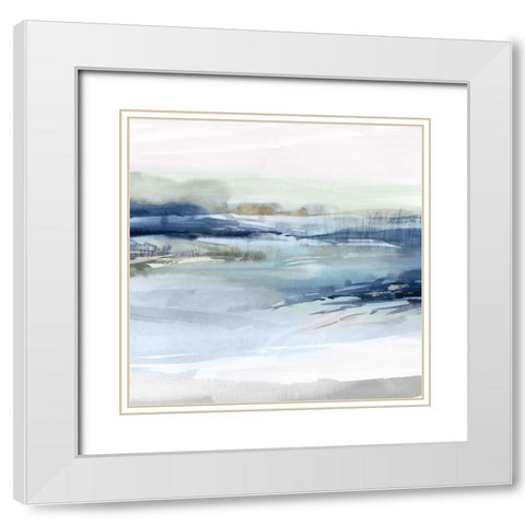 Dusk on the River I  White Modern Wood Framed Art Print with Double Matting by PI Studio