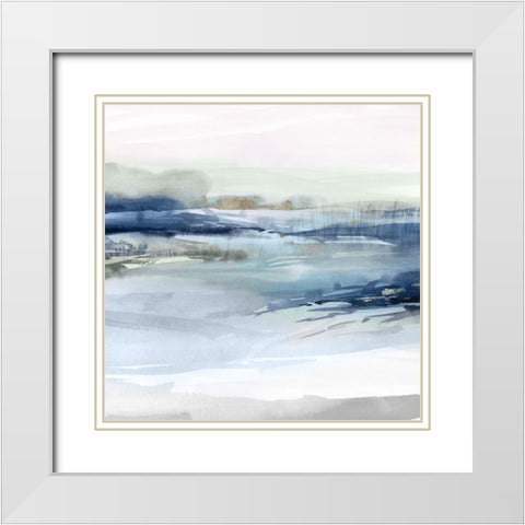 Dusk on the River I  White Modern Wood Framed Art Print with Double Matting by PI Studio