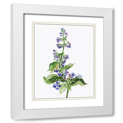 Purple Bloom White Modern Wood Framed Art Print with Double Matting by Pi Studio