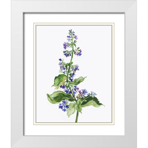 Purple Bloom White Modern Wood Framed Art Print with Double Matting by Pi Studio