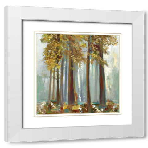 Upon the Leaves II - Mini White Modern Wood Framed Art Print with Double Matting by Pearce, Allison