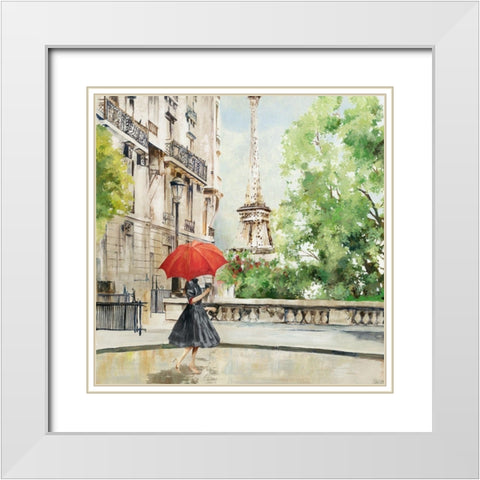 Paris Walk White Modern Wood Framed Art Print with Double Matting by Pearce, Allison