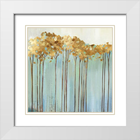 Teal Trees I White Modern Wood Framed Art Print with Double Matting by Pearce, Allison