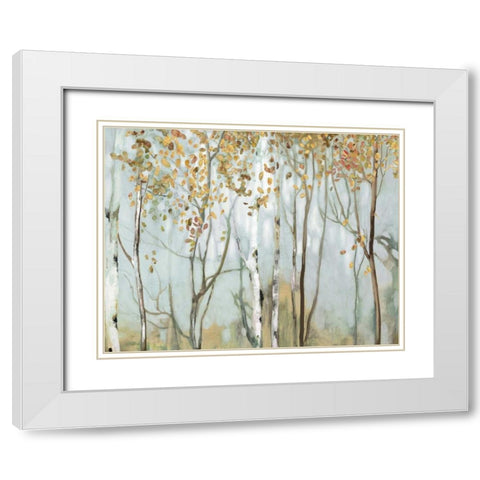 Birch in the fog II White Modern Wood Framed Art Print with Double Matting by Pearce, Allison