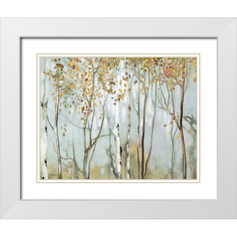 Birch in the fog II White Modern Wood Framed Art Print with Double Matting by Pearce, Allison
