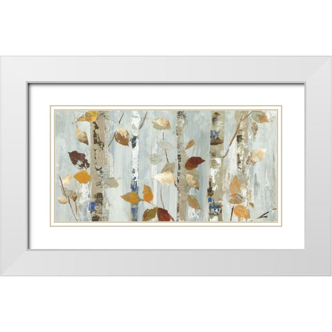 Leaves on Birch White Modern Wood Framed Art Print with Double Matting by Pearce, Allison