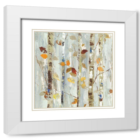 Autumn Petals White Modern Wood Framed Art Print with Double Matting by Pearce, Allison