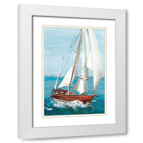 Single Sail II White Modern Wood Framed Art Print with Double Matting by Pearce, Allison