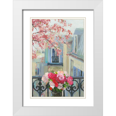 Paris in the Spring II White Modern Wood Framed Art Print with Double Matting by Pearce, Allison