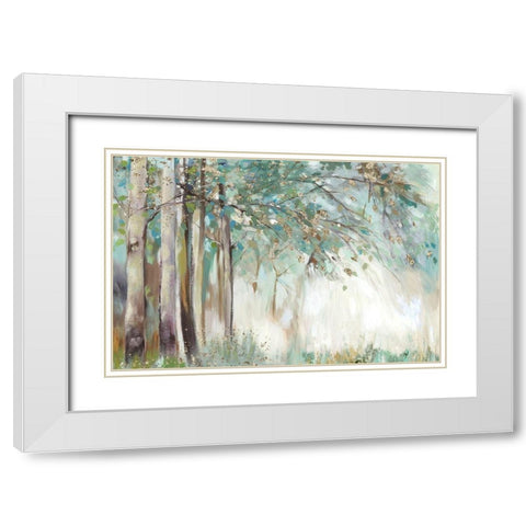 Silver Leaves White Modern Wood Framed Art Print with Double Matting by Pearce, Allison