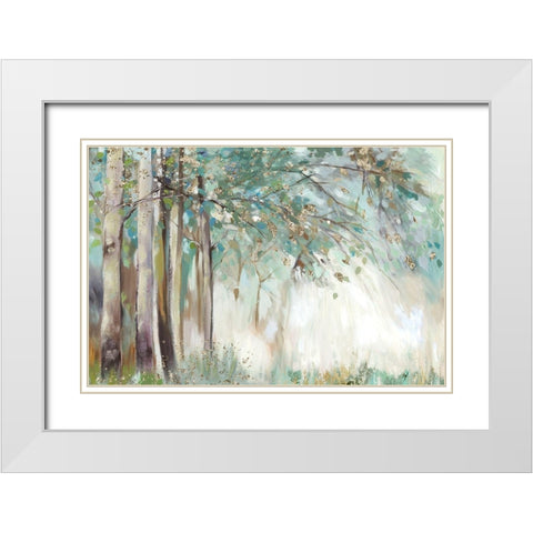Silver Leaves White Modern Wood Framed Art Print with Double Matting by Pearce, Allison