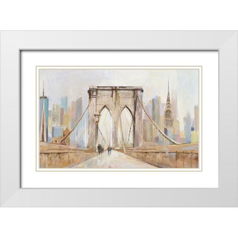 Brooklyn Bridge Walkway White Modern Wood Framed Art Print with Double Matting by Pearce, Allison