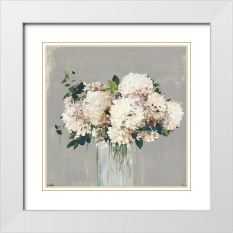 White Hydrangea  White Modern Wood Framed Art Print with Double Matting by Pearce, Allison