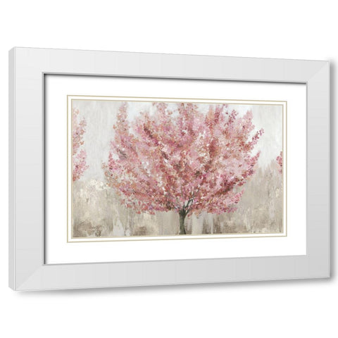 Rosy Leaves White Modern Wood Framed Art Print with Double Matting by Pearce, Allison