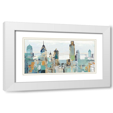 Teal City I White Modern Wood Framed Art Print with Double Matting by Pearce, Allison