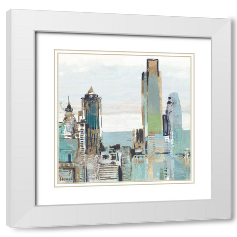 Teal City III White Modern Wood Framed Art Print with Double Matting by Pearce, Allison