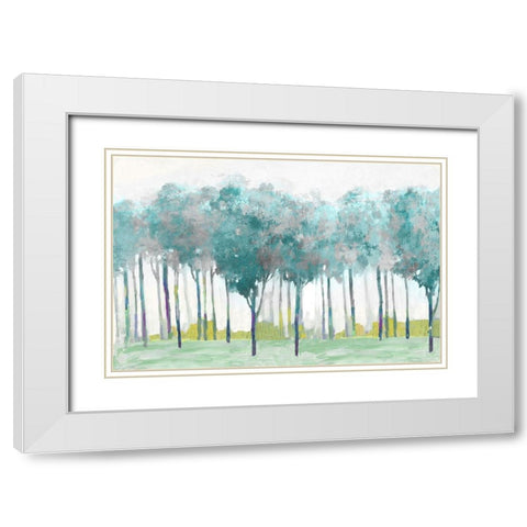 Teal Silver White Modern Wood Framed Art Print with Double Matting by Pearce, Allison