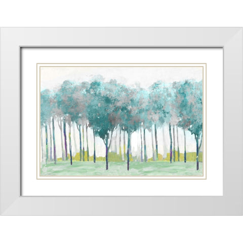 Teal Silver White Modern Wood Framed Art Print with Double Matting by Pearce, Allison