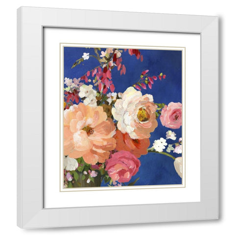 Midnight Garden Flowers I White Modern Wood Framed Art Print with Double Matting by Pearce, Allison
