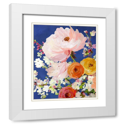 Midnight Garden Flowers I White Modern Wood Framed Art Print with Double Matting by Pearce, Allison