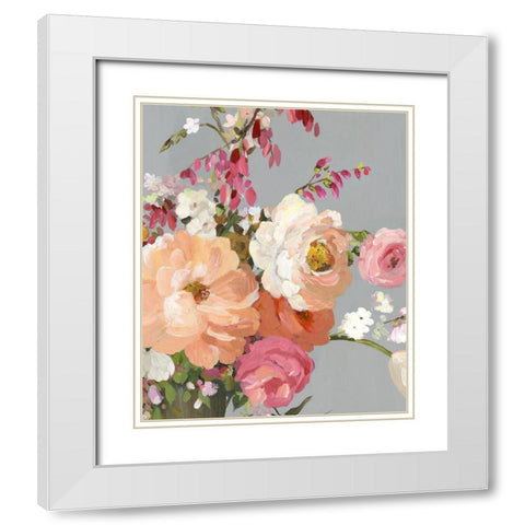 Flower Story I White Modern Wood Framed Art Print with Double Matting by Pearce, Allison