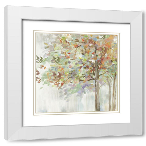 Autumnâ€™s Leaves White Modern Wood Framed Art Print with Double Matting by Pearce, Allison