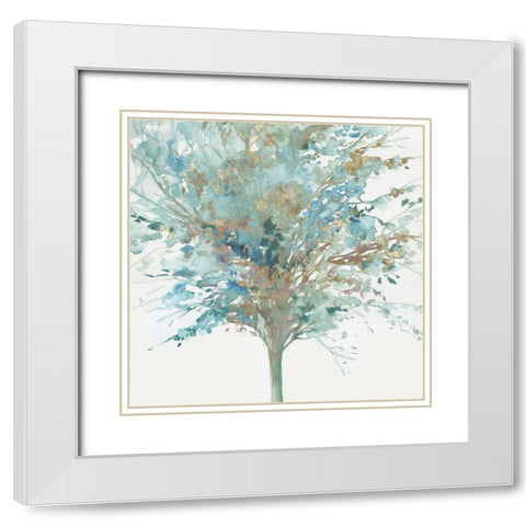 Tree Teal I  White Modern Wood Framed Art Print with Double Matting by Pearce, Allison
