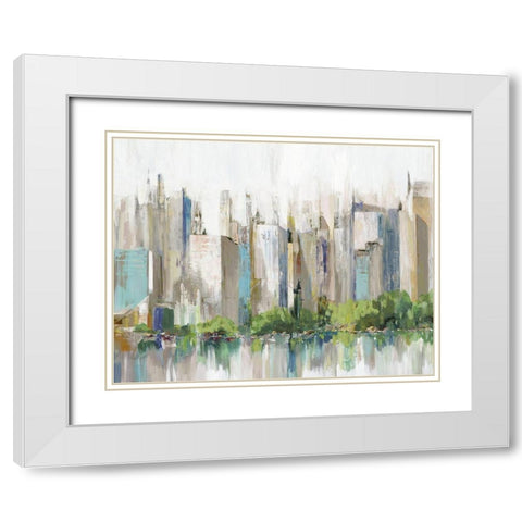 City Lake Relections White Modern Wood Framed Art Print with Double Matting by Pearce, Allison