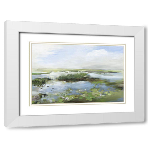 Lilly Pond  White Modern Wood Framed Art Print with Double Matting by Pearce, Allison