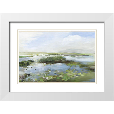 Lilly Pond  White Modern Wood Framed Art Print with Double Matting by Pearce, Allison