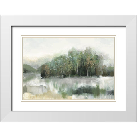 Green Forest Reflection  White Modern Wood Framed Art Print with Double Matting by Pearce, Allison