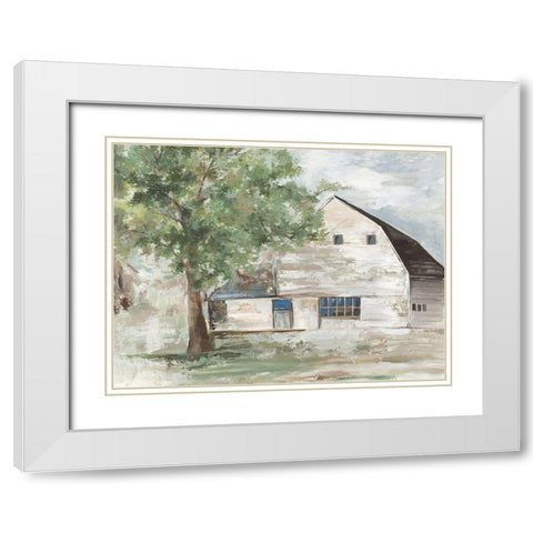 White Farm Barn  White Modern Wood Framed Art Print with Double Matting by Pearce, Allison