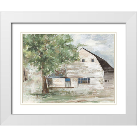 White Farm Barn  White Modern Wood Framed Art Print with Double Matting by Pearce, Allison