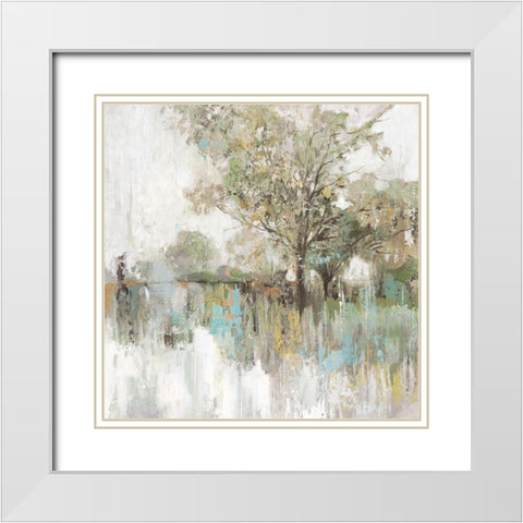 Forest Green Reflection  White Modern Wood Framed Art Print with Double Matting by Pearce, Allison