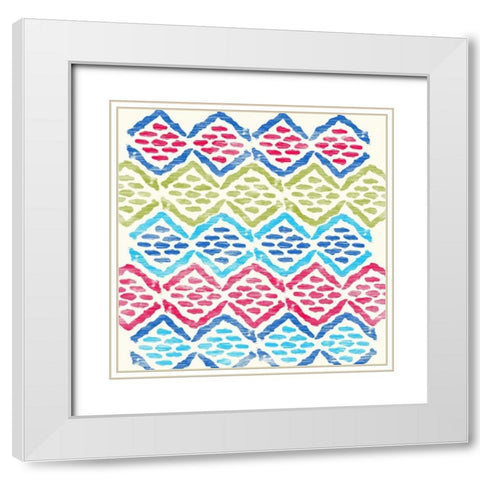 Suzani II White Modern Wood Framed Art Print with Double Matting by PI Galerie
