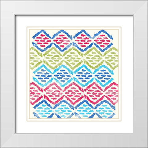 Suzani II White Modern Wood Framed Art Print with Double Matting by PI Galerie
