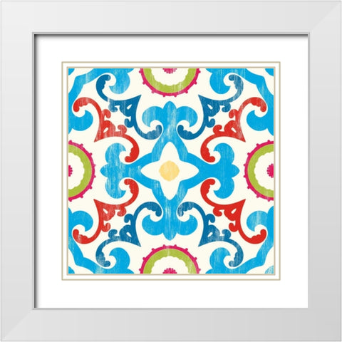Suzani IV White Modern Wood Framed Art Print with Double Matting by PI Galerie