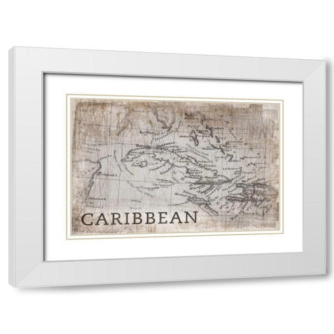New England Map White White Modern Wood Framed Art Print with Double Matting by PI Galerie