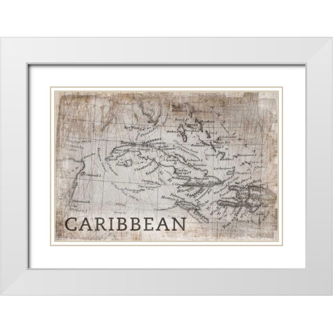 New England Map White White Modern Wood Framed Art Print with Double Matting by PI Galerie