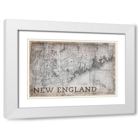 Bordeaux Map White White Modern Wood Framed Art Print with Double Matting by PI Galerie