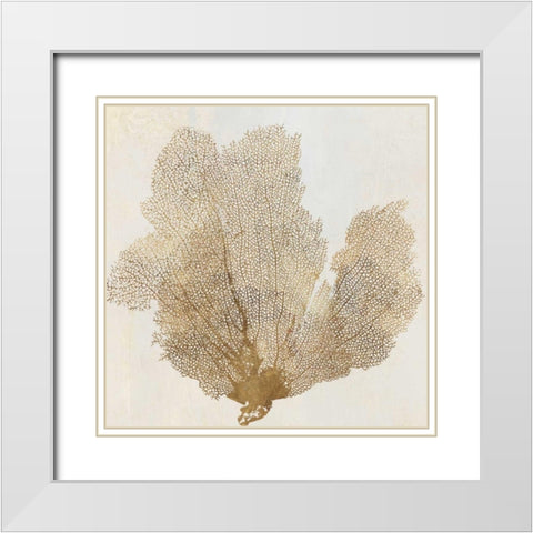 Gold Coral II White Modern Wood Framed Art Print with Double Matting by PI Galerie