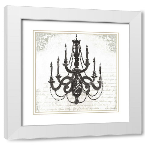 Black Chandelier I White Modern Wood Framed Art Print with Double Matting by PI Galerie