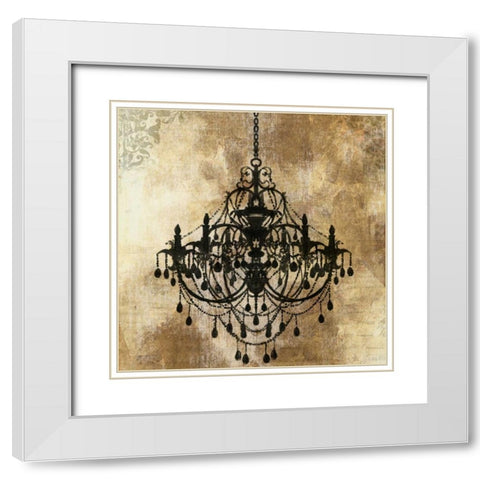 Chandelier Gold I White Modern Wood Framed Art Print with Double Matting by PI Galerie