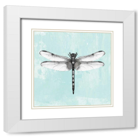 Dragonfly I White Modern Wood Framed Art Print with Double Matting by PI Galerie