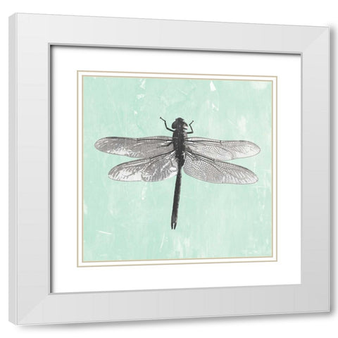 Dragonfly II White Modern Wood Framed Art Print with Double Matting by PI Galerie