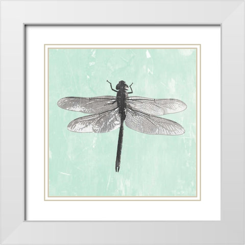 Dragonfly II White Modern Wood Framed Art Print with Double Matting by PI Galerie