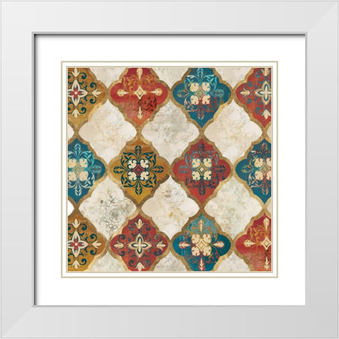 Moroccan Spice Tiles I White Modern Wood Framed Art Print with Double Matting by PI Studio