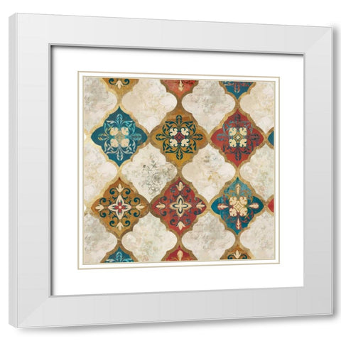 Moroccan Spice Tiles I White Modern Wood Framed Art Print with Double Matting by PI Studio