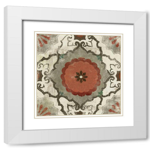 Mosaic III White Modern Wood Framed Art Print with Double Matting by PI Studio