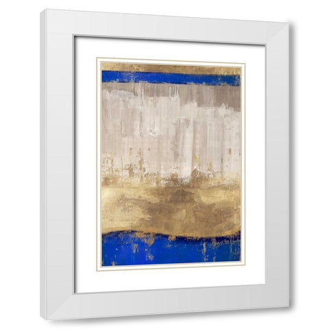 Indigo Abstract I White Modern Wood Framed Art Print with Double Matting by PI Galerie